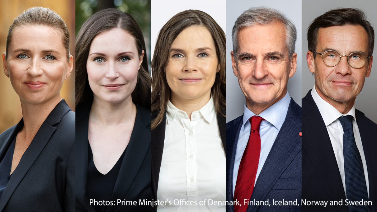 Tanskan, Suomen, Islannin, Norjan ja Ruotsin pääministerit