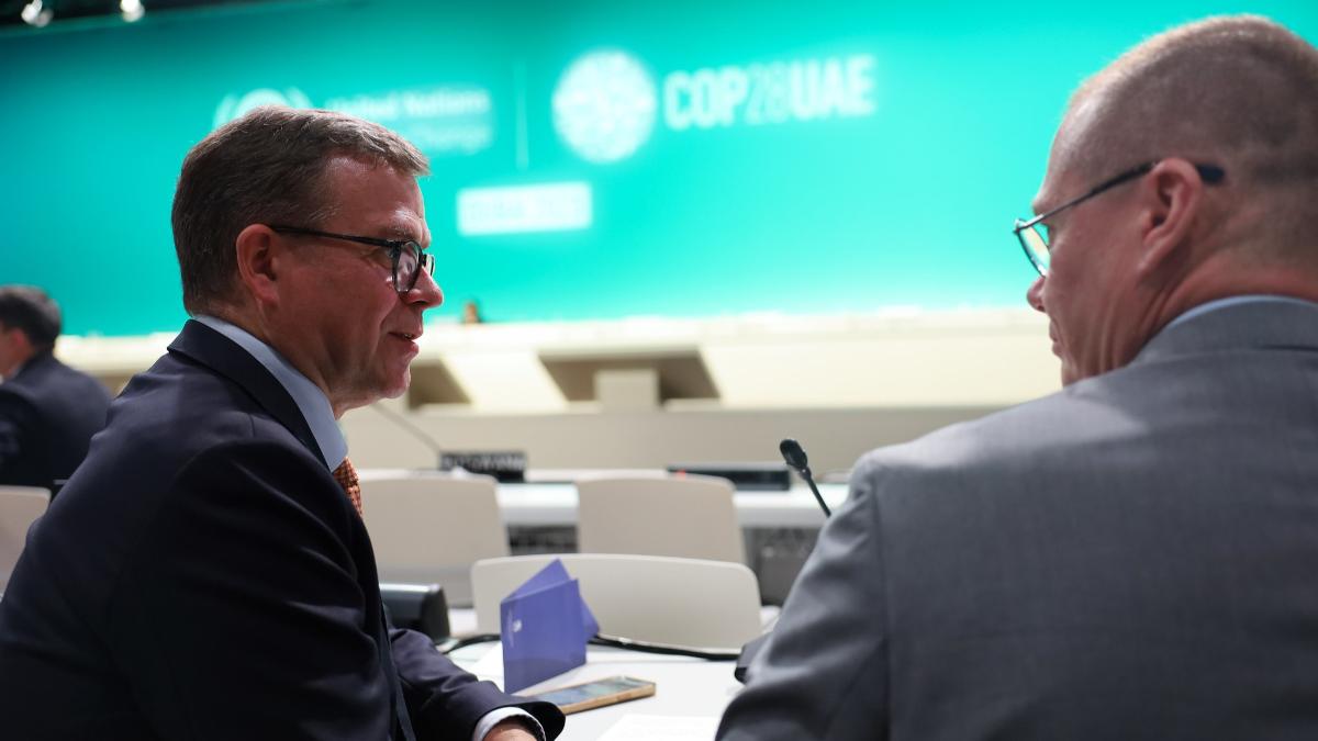 In the picture, Finnish Prime Minister Petteri Orpo at the COP28 climate conference