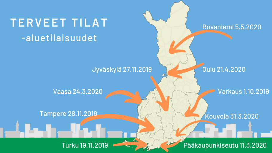 Seuraavat Terveet tilat -aluetilaisuudet Helsingissä, Vaasassa ja Kouvolassa